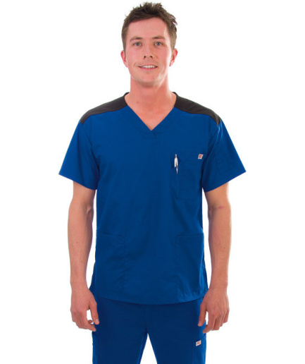 540 Mens Two-Tone V-Neck Scrub Top